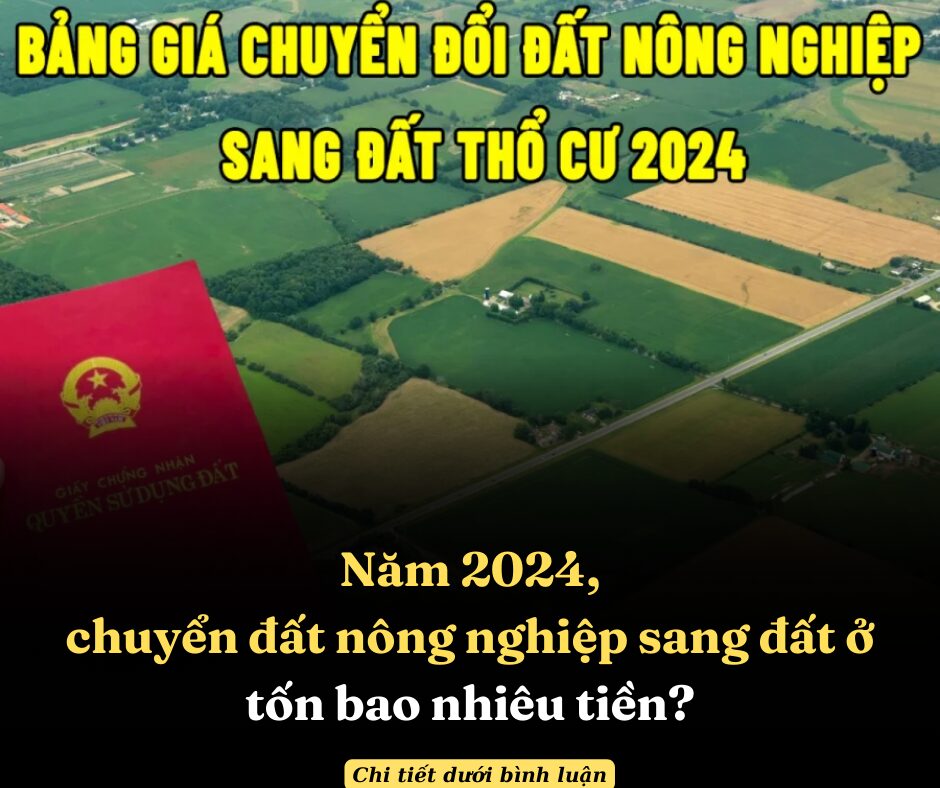 Năm 2024, chuyển đất nông nghiệp sang đất ở tốn bao nhiêu tiền?