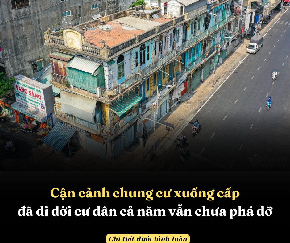 Cận cảnh chung cư xuống cấp đã di dời cư dân cả năm vẫn chưa phá dỡ